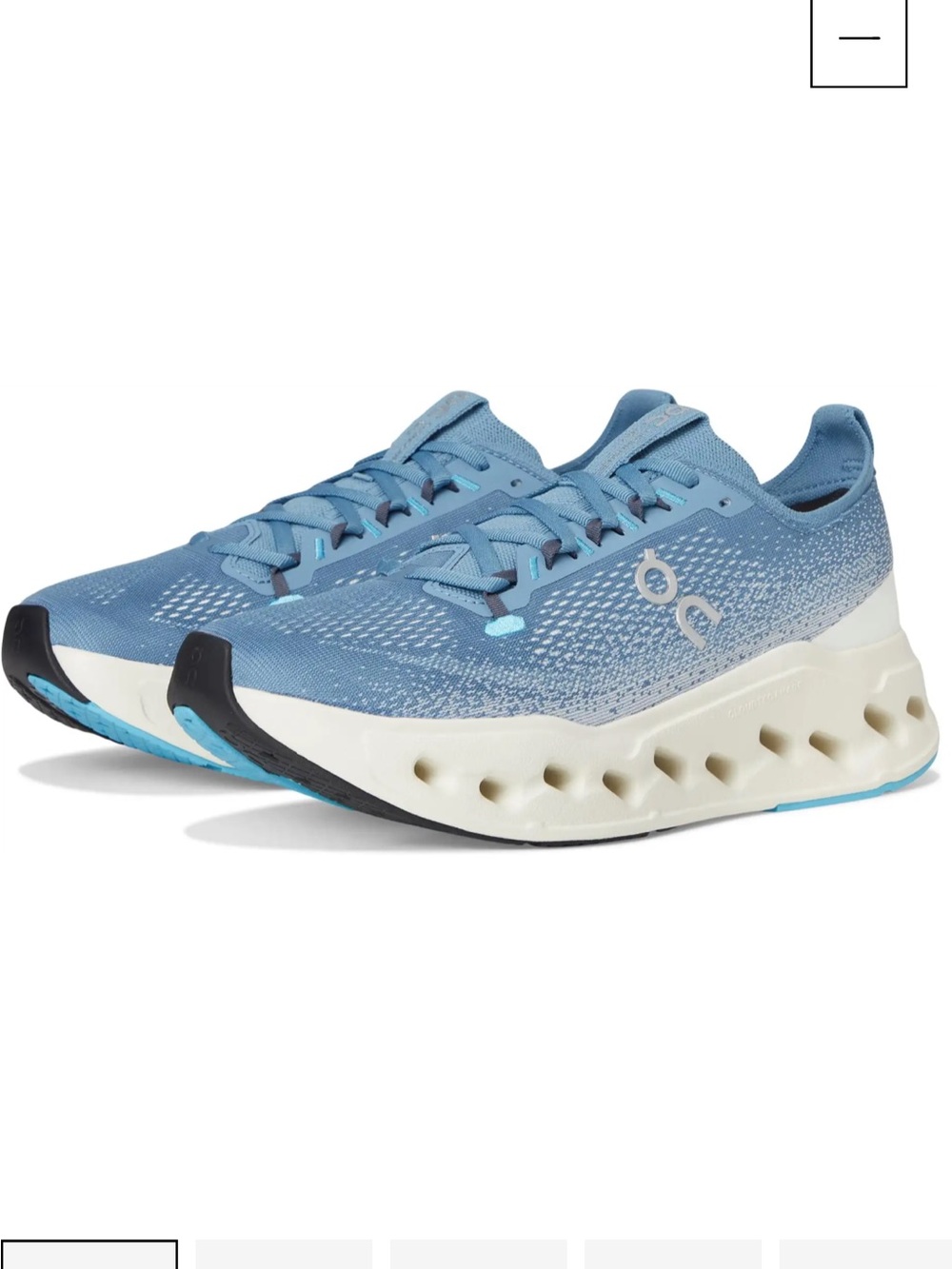 On Running mens athletic shoes in light blue and cream